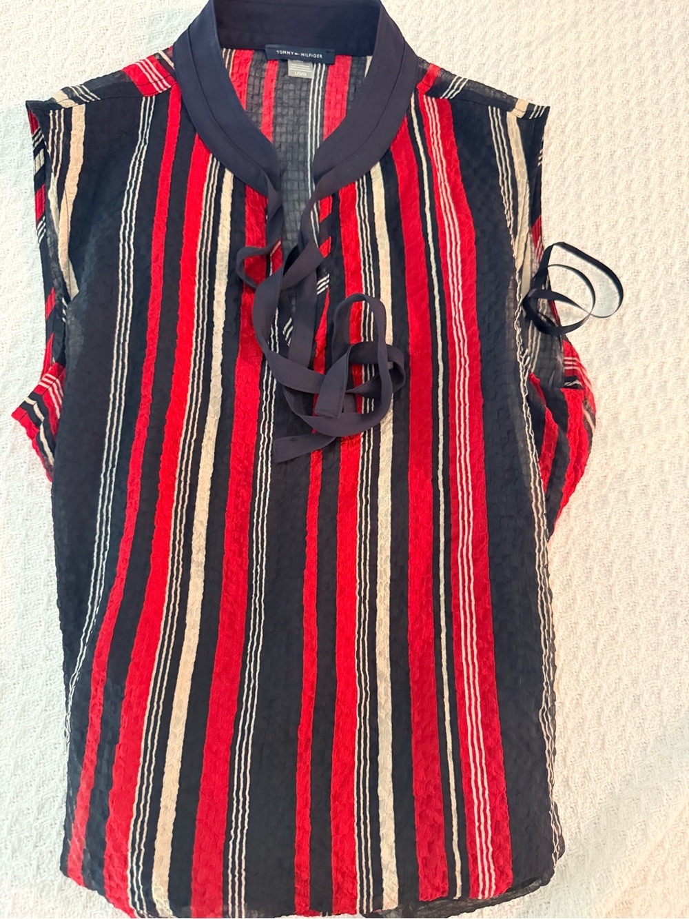 Tommy Hilfiger Red, Navy & Cream Striped Sleeveless Camisole